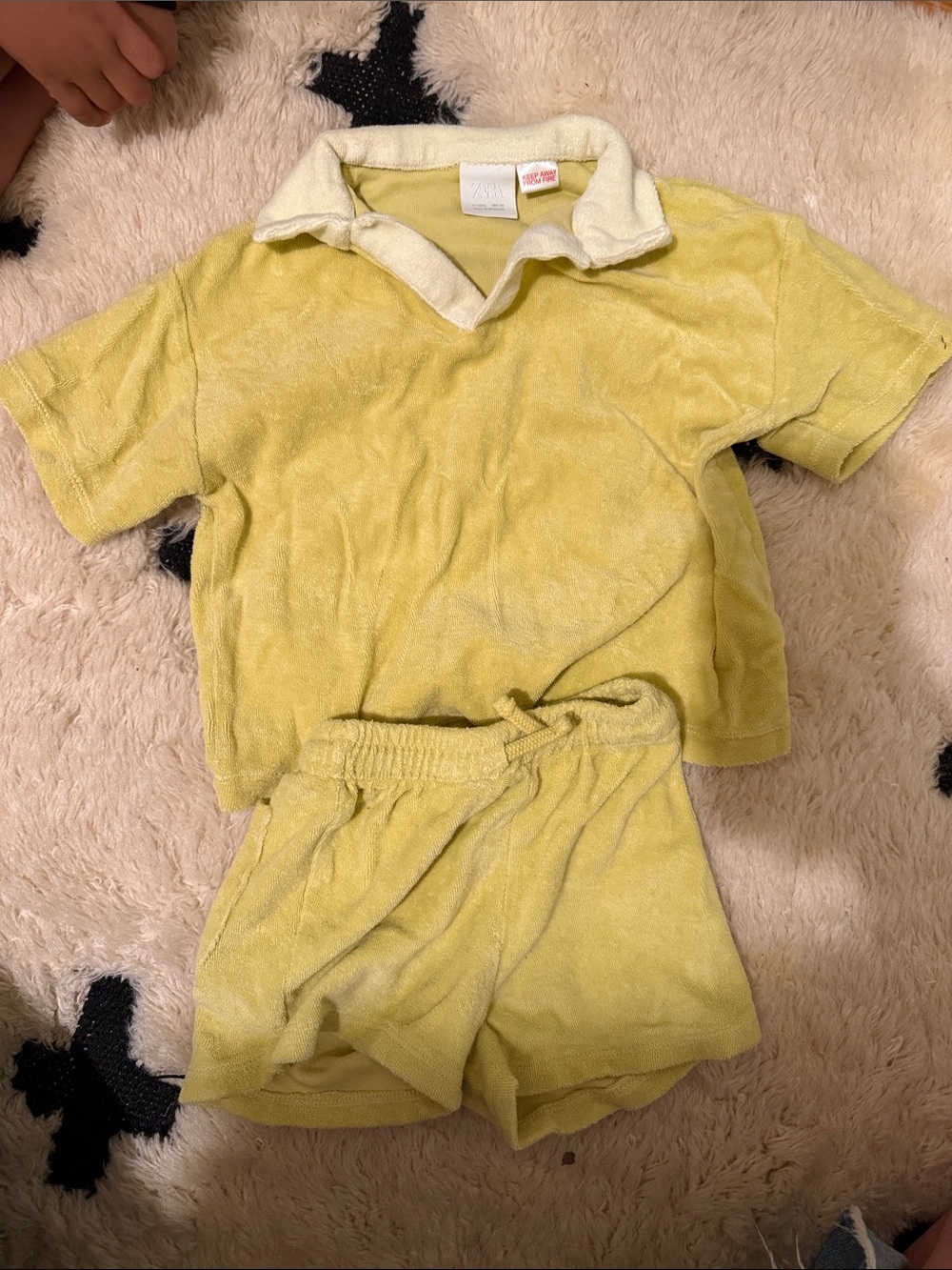 Zara Kids Yellow Terry Cloth Matching Set